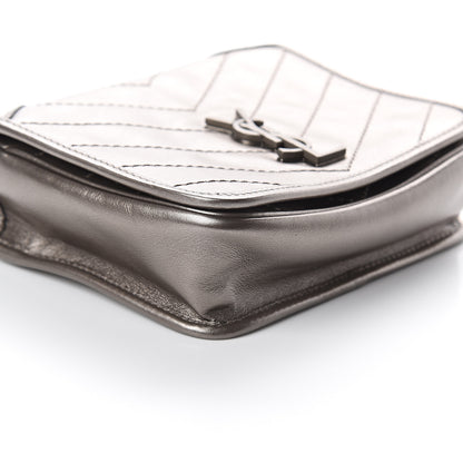 Saint Laurent Metallic Calfskin Matelasse Monogram Niki Chain Wallet Platinum 7 of 8