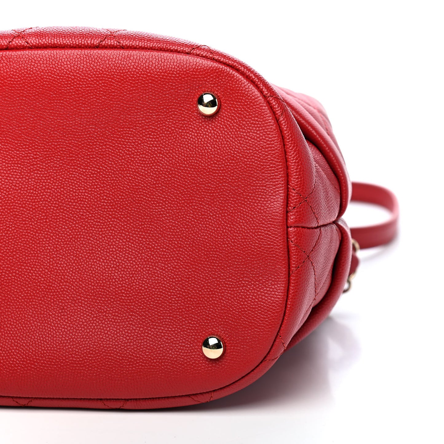 Caviar Quilted Rolled Up Bucket Drawstring Bag Red