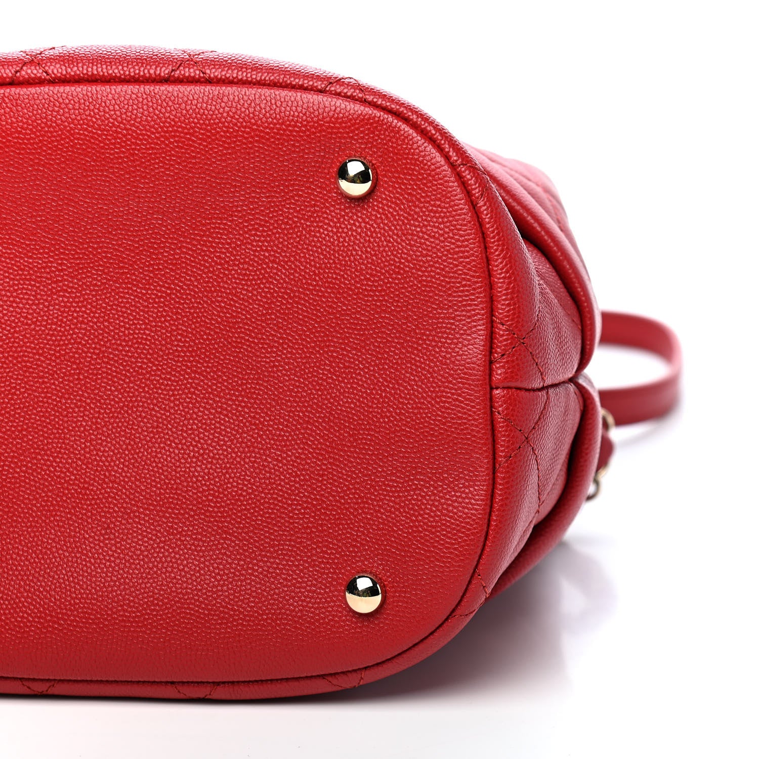 Chanel Caviar Quilted Rolled Up Bucket Drawstring Bag Red 7 of 9