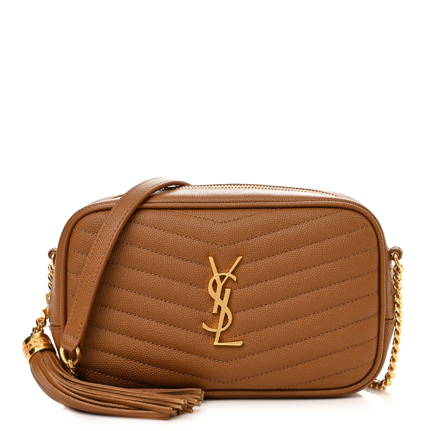 Saint Laurent Grain De Poudre Matelasse Monogram Mini Lou Camera Bag Dark Natural 1 of 10