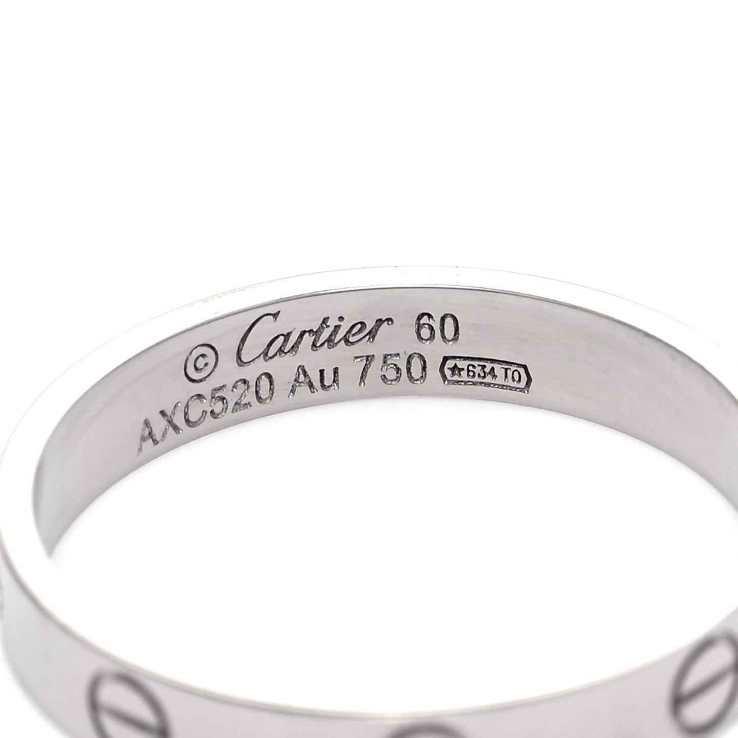 18K White Gold 3.5mm LOVE Wedding Band Ring 60 9