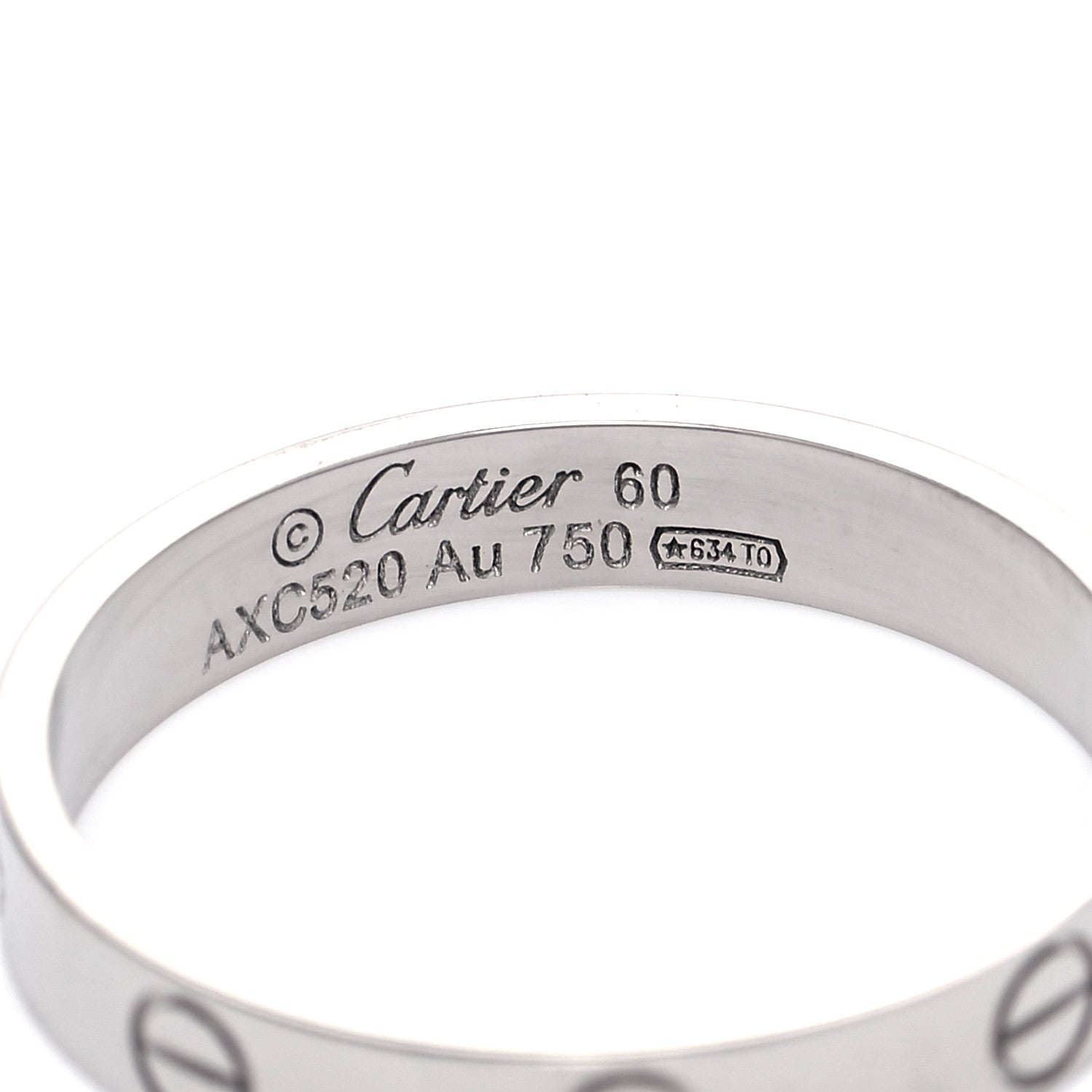 Cartier 18K White Gold 3.5mm LOVE Wedding Band Ring 60 9 8 of 10