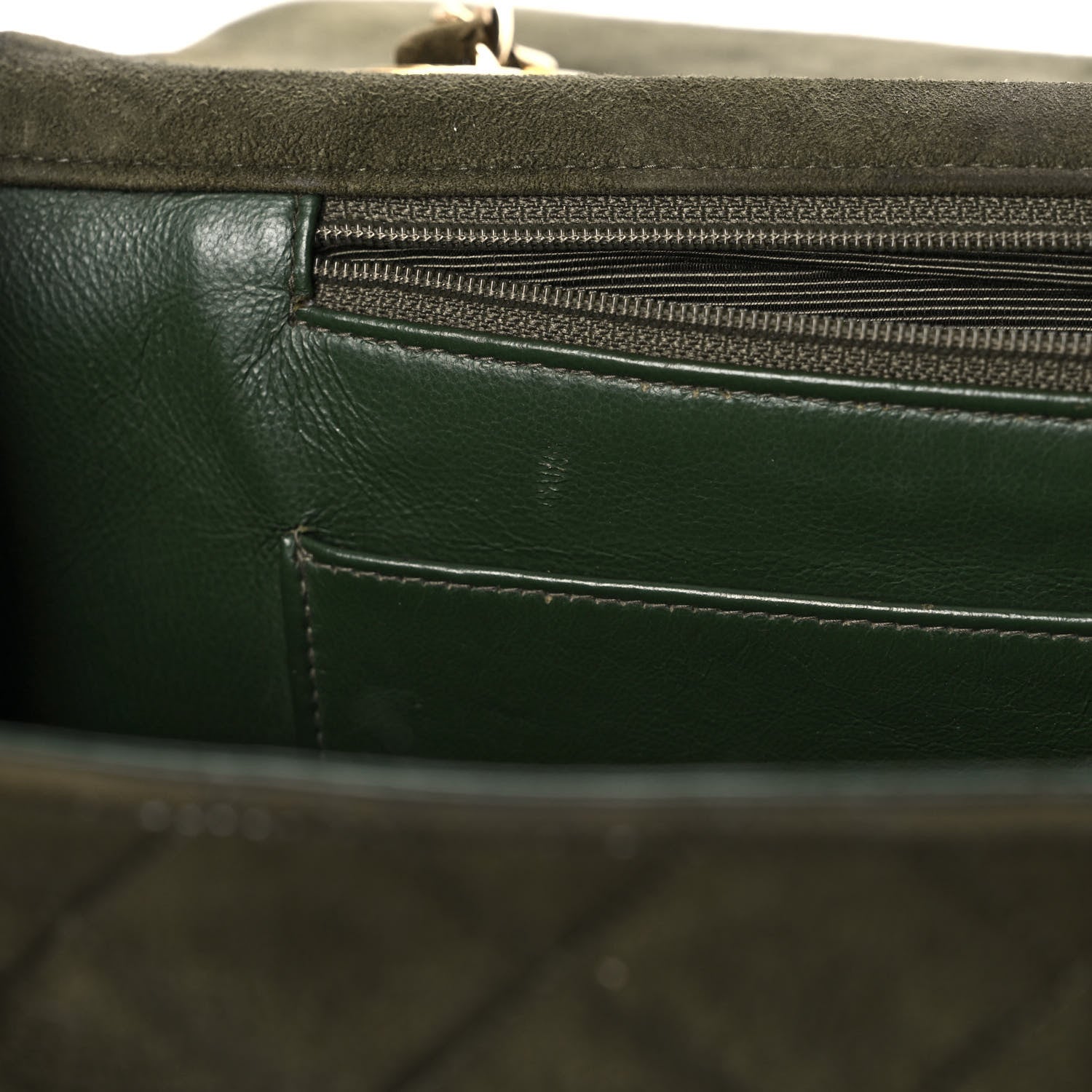 Chanel Suede Quilted Jumbo XL Single Flap Green 12 of 12