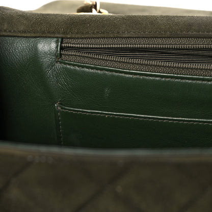 Chanel Suede Quilted Jumbo XL Single Flap Green 12 of 12