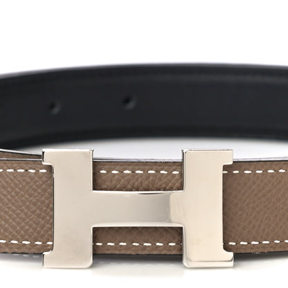 Hermes Swift Epsom 24mm Mini Constance H Belt 85 Black Etoupe 2 of 8
