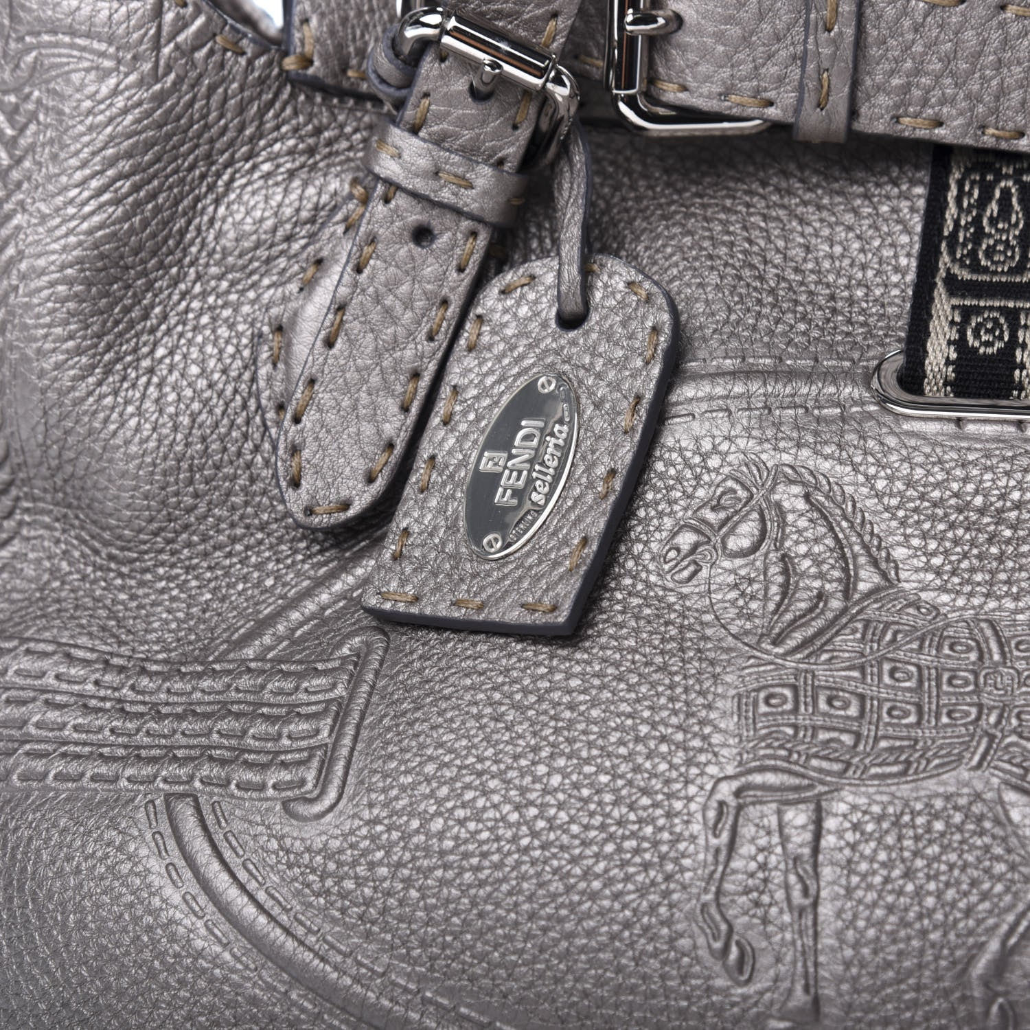 Fendi Cuoio Romano Selleria Small Villa Borghese Tote Peltro 10 of 11