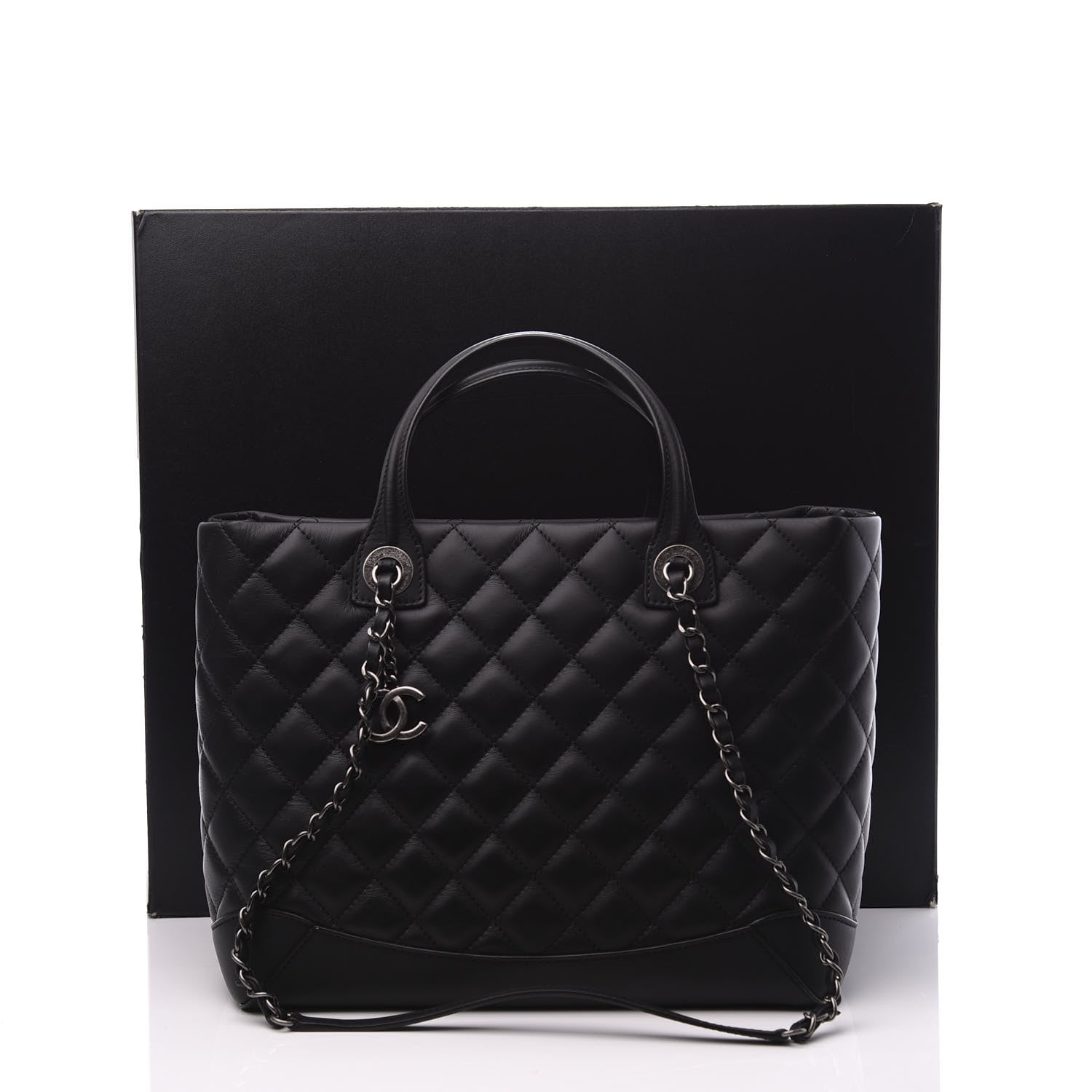 Chanel Calfskin Quilted Small Easy Shopping Tote Black 10 of 10