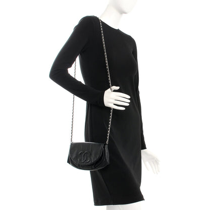 Chanel Caviar Half Moon Wallet On Chain WOC Black 2 of 8
