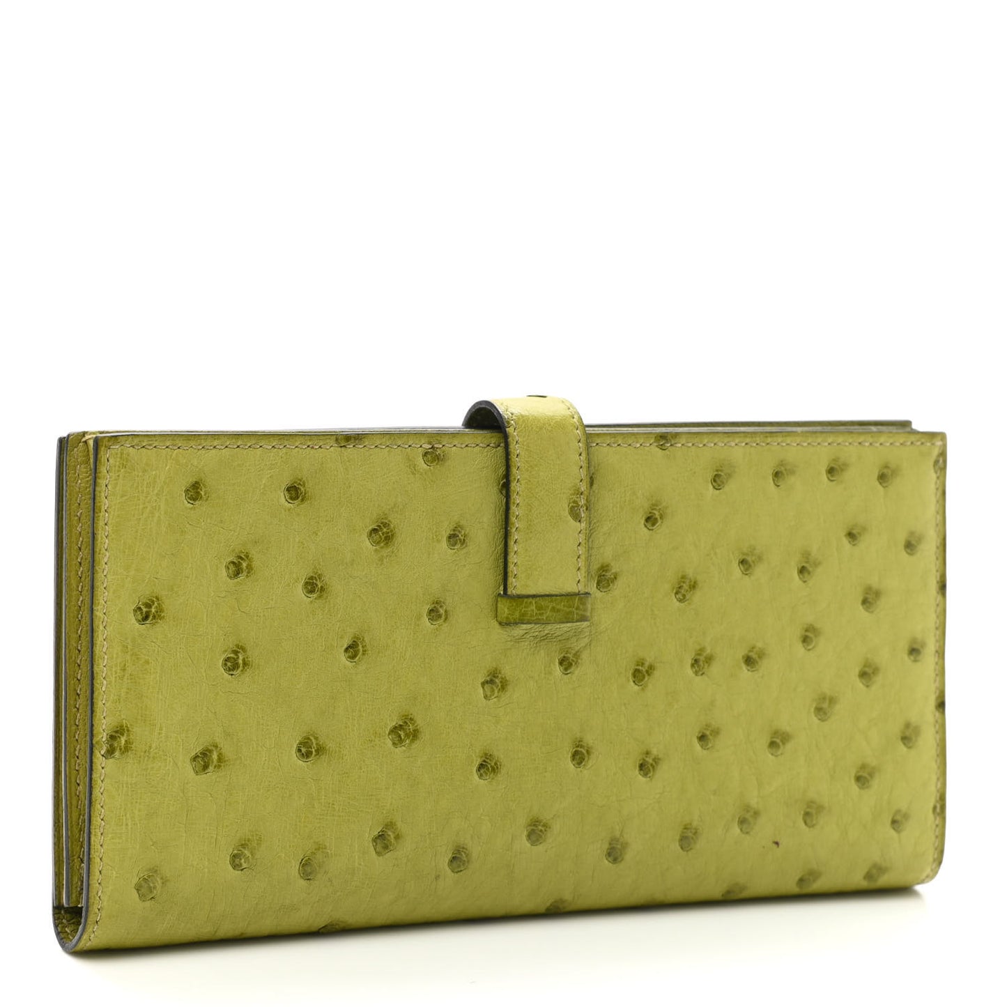 Ostrich Bearn Gusset Wallet Vert Anis