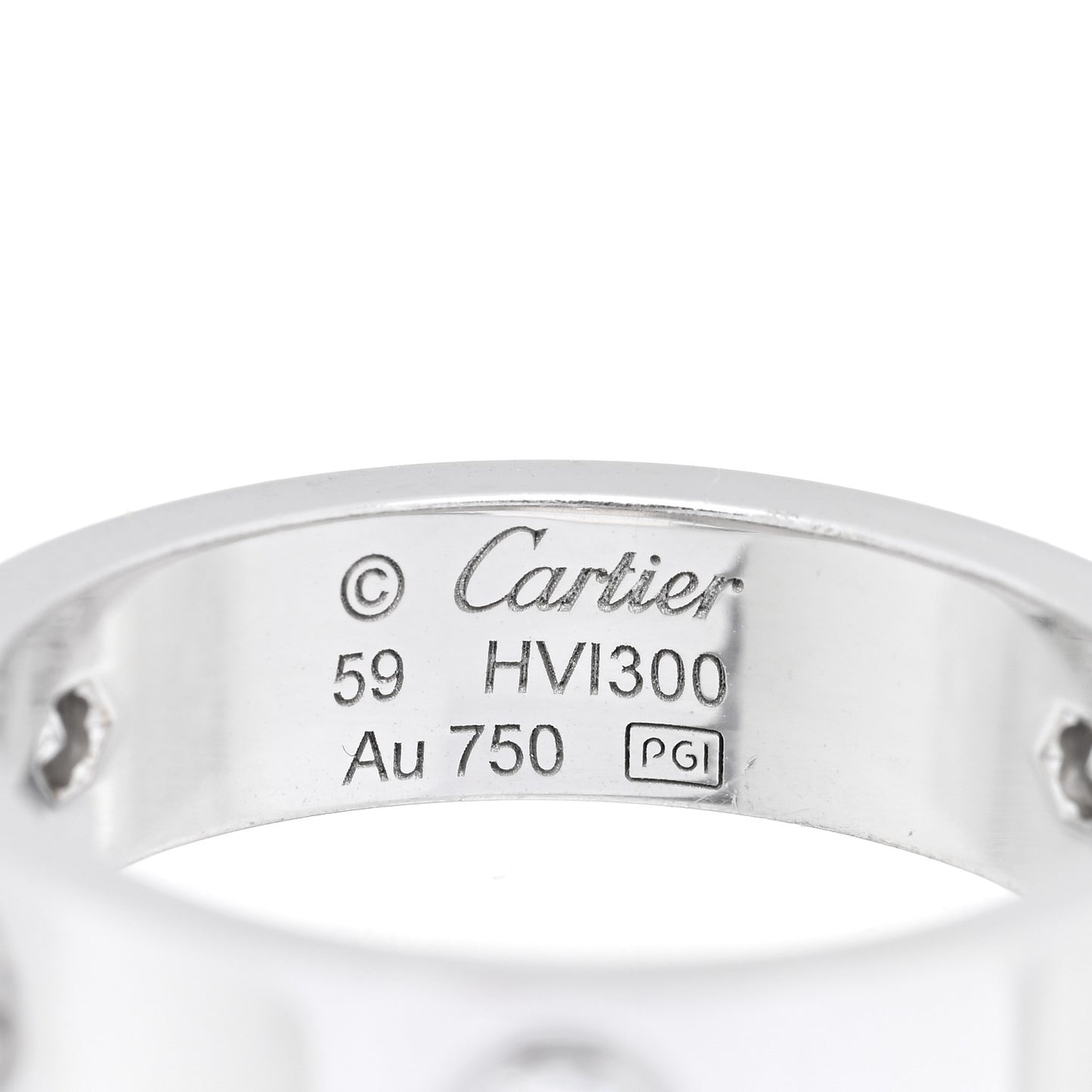 18K White Gold 3 Diamond 5.5mm LOVE Ring 59 8.75