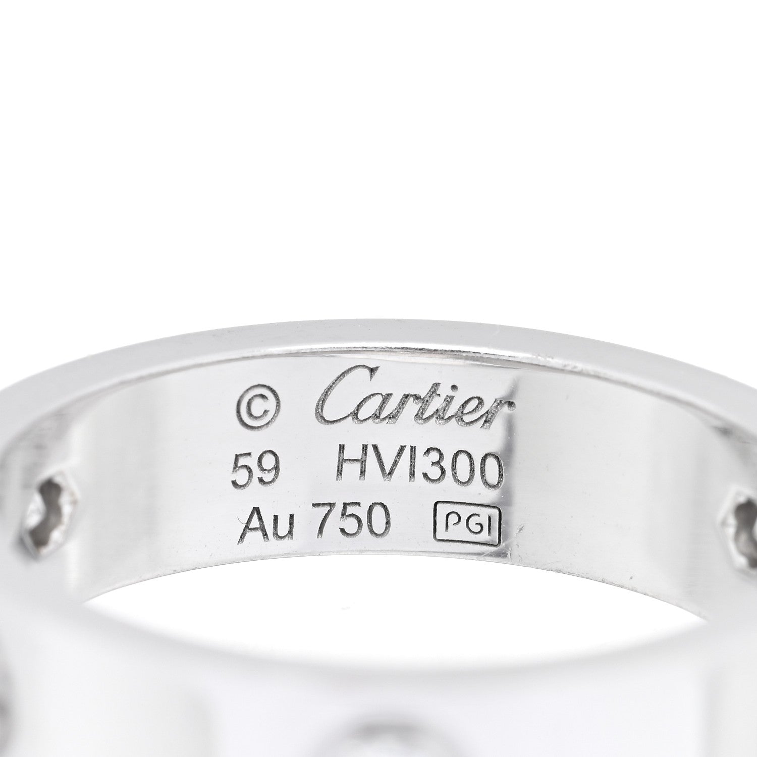 Cartier 18K White Gold 3 Diamond 5.5mm LOVE Ring 59 8.75 4 of 5