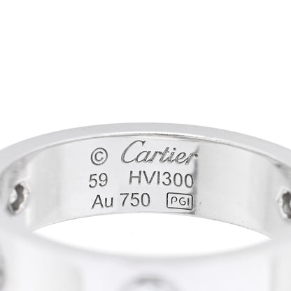 Cartier 18K White Gold 3 Diamond 5.5mm LOVE Ring 59 8.75 4 of 5