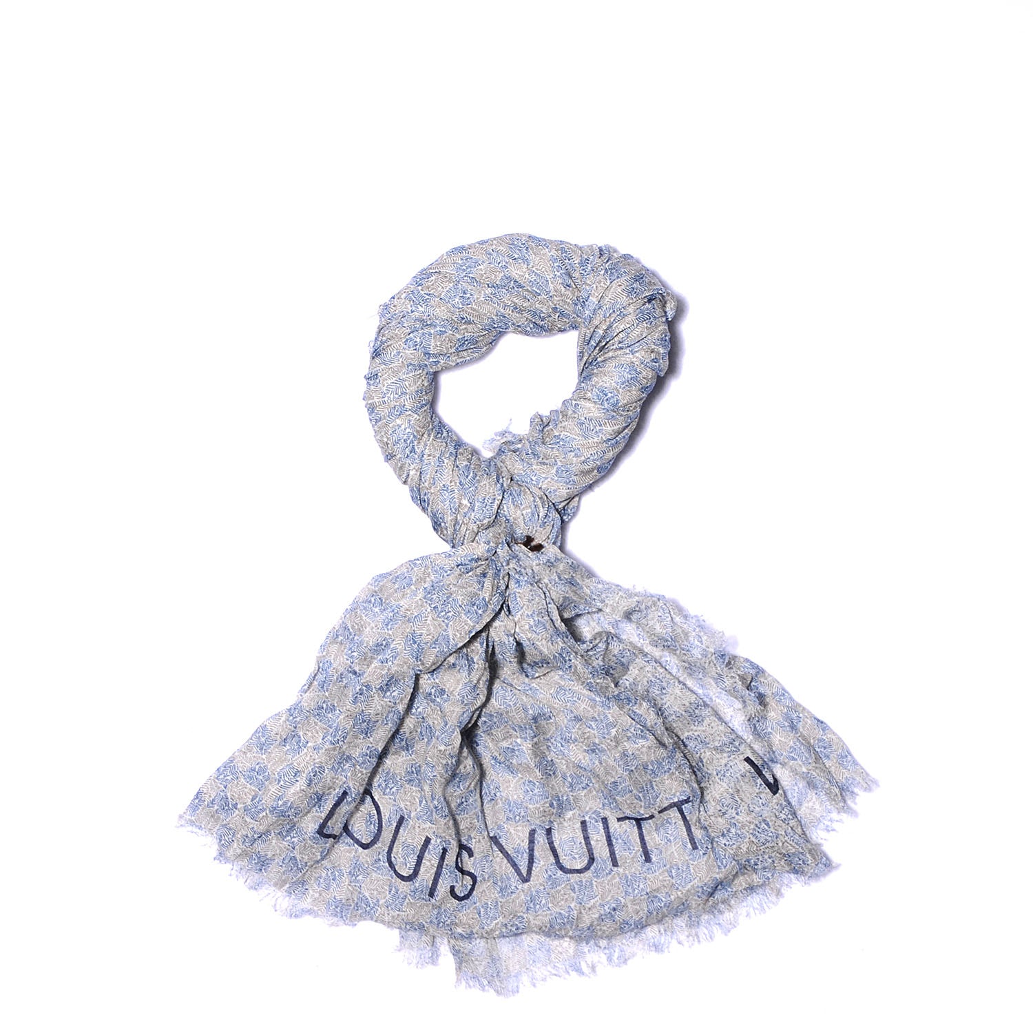 Louis Vuitton Cotton Linen Etole Damier Palm Stole Blue 1 of 8