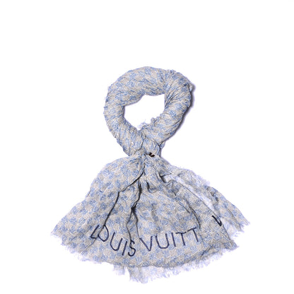 Louis Vuitton Cotton Linen Etole Damier Palm Stole Blue 1 of 8