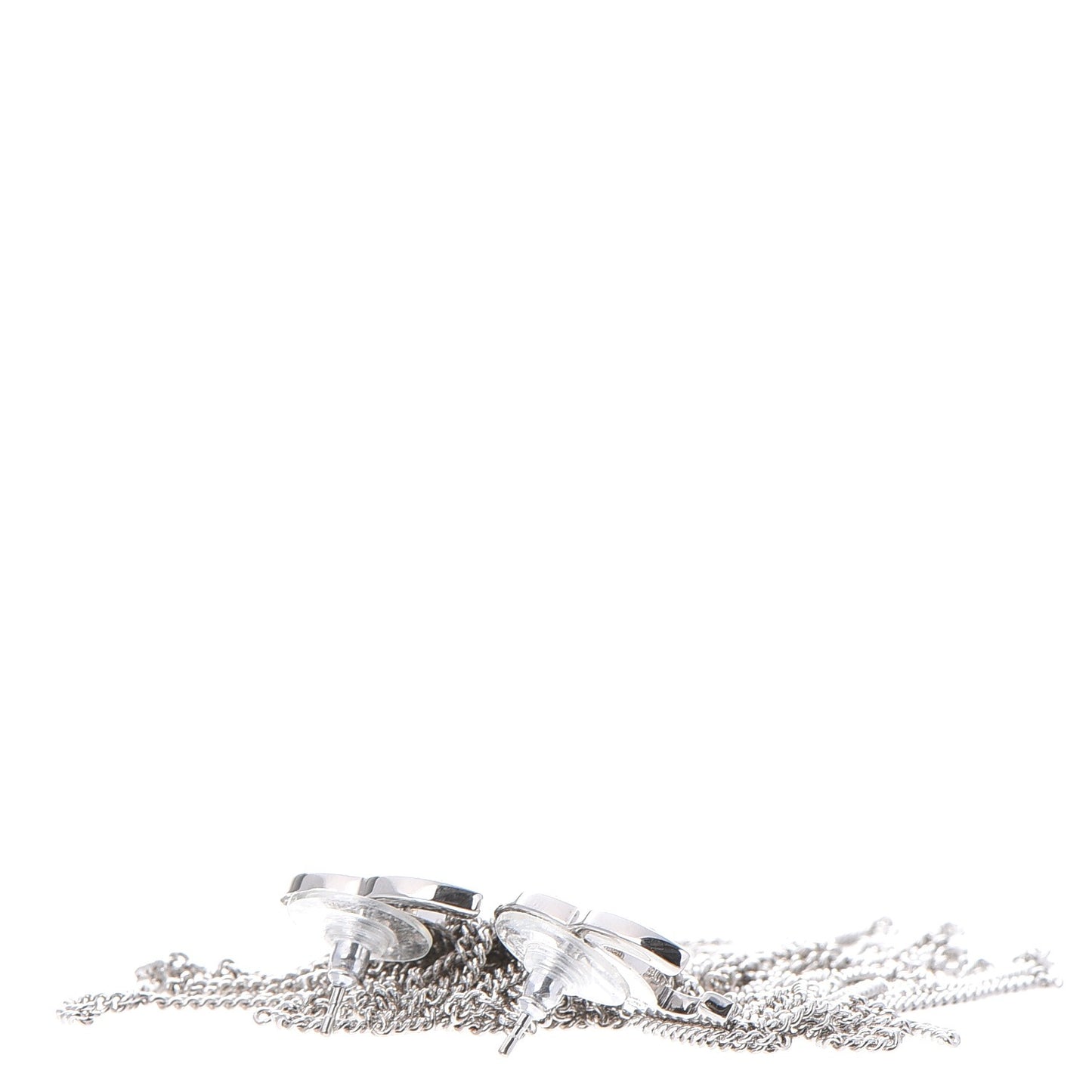 Crystal CC Chain Drop Earrings Silver