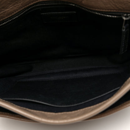 Saint Laurent Crinkled Calfskin Matelasse Monogram Medium Niki Chain Satchel Dusty Grey 5 of 9
