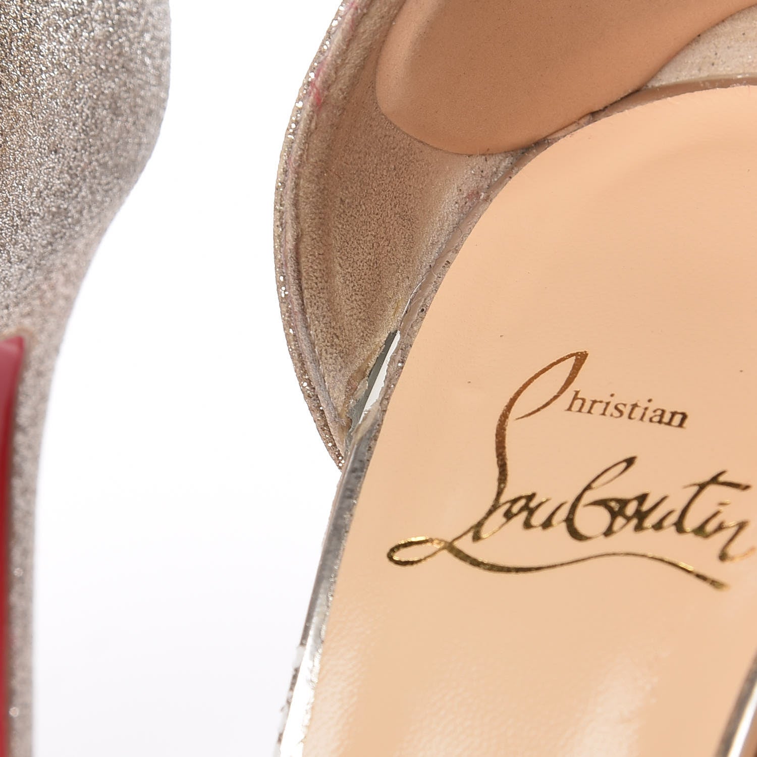 Christian Louboutin Glitter Mini Specchio Iriza 100 Pumps 37 Ivory Havana Beige 12 of 14