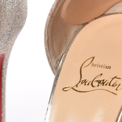 Christian Louboutin Glitter Mini Specchio Iriza 100 Pumps 37 Ivory Havana Beige 12 of 14