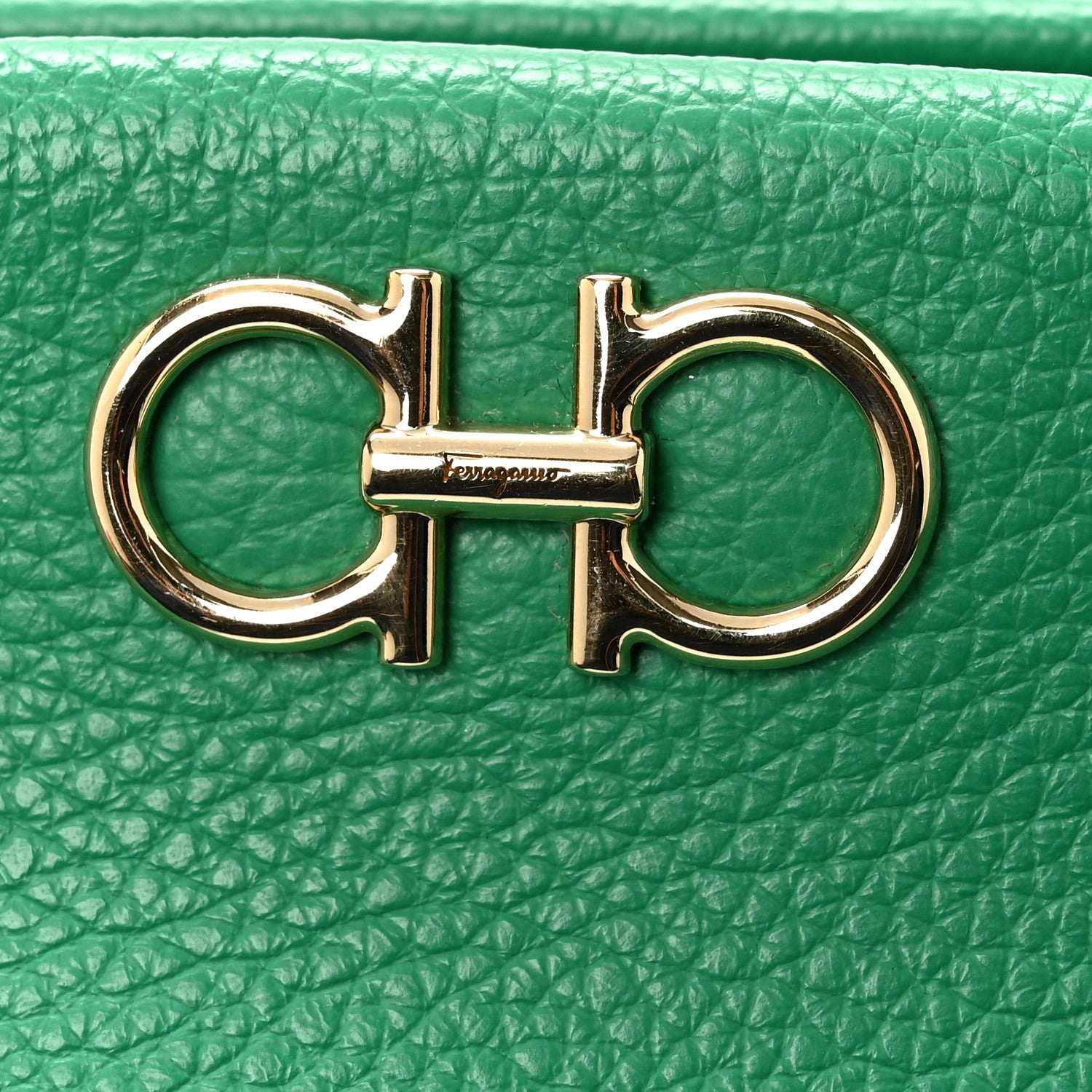 Salvatore Ferragamo Eram Calfskin Gancini Mini Clutch Smeraldo 10 of 10