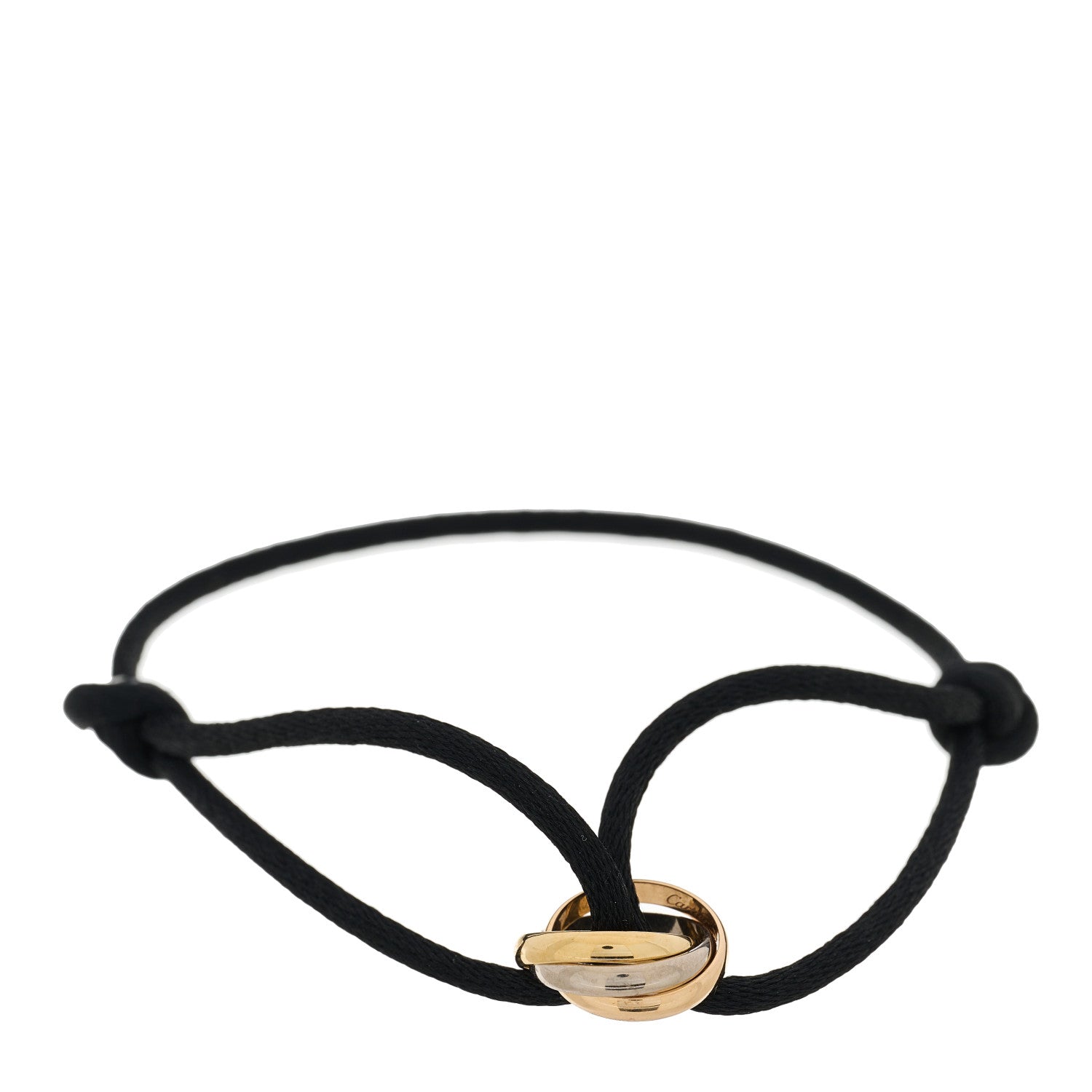 Cartier 18k Pink Yellow White Gold Trinity Adjustable Cord Bracelet Black 1 of 6