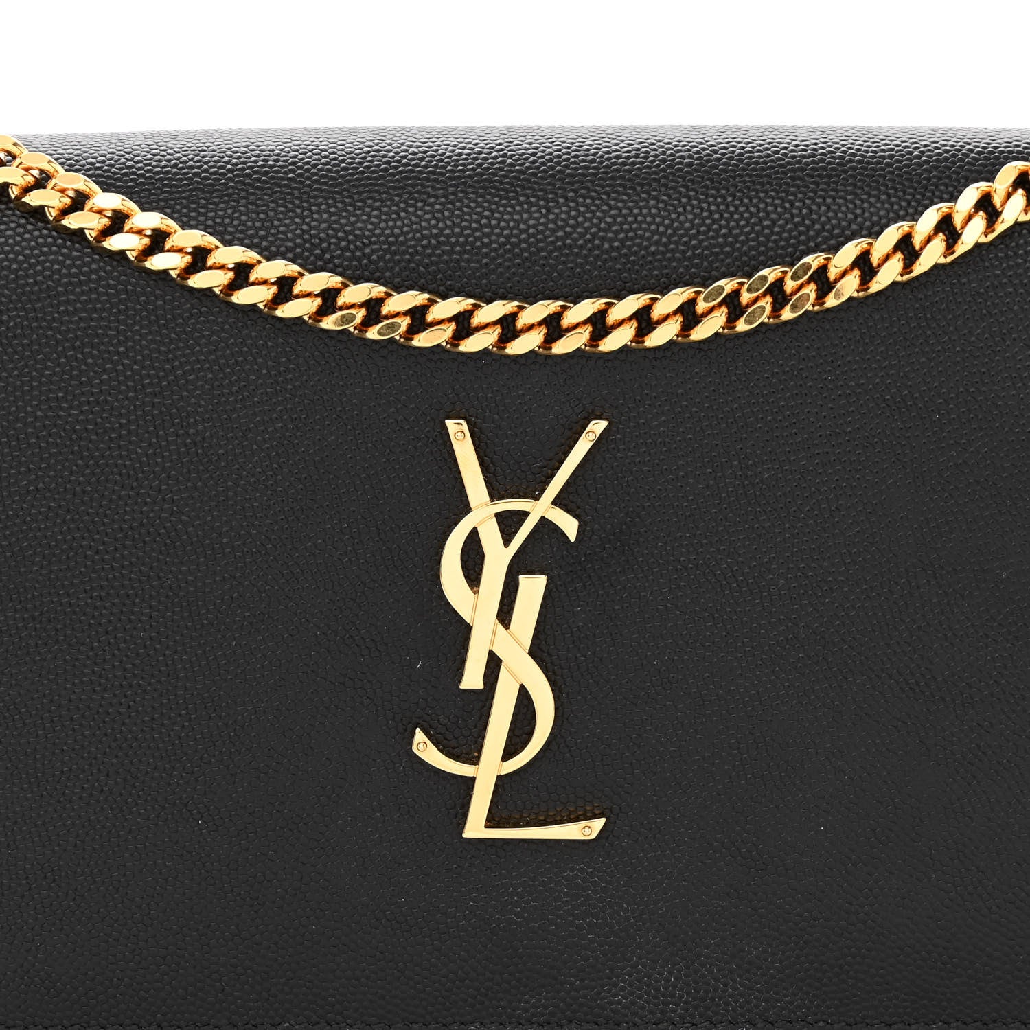 Saint Laurent Grain De Poudre Monogram Chain Wallet Black 8 of 11