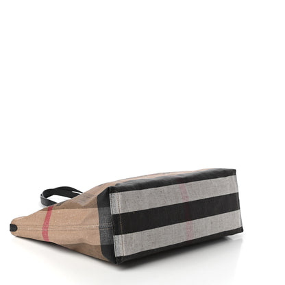 Burberry Coated Canvas Mega Check Medium Doodle Tote Black 4 of 10