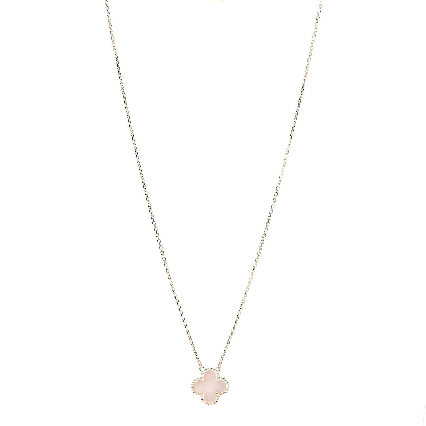 18K Yellow Gold Mother of Pearl Vintage Alhambra Pendant Necklace