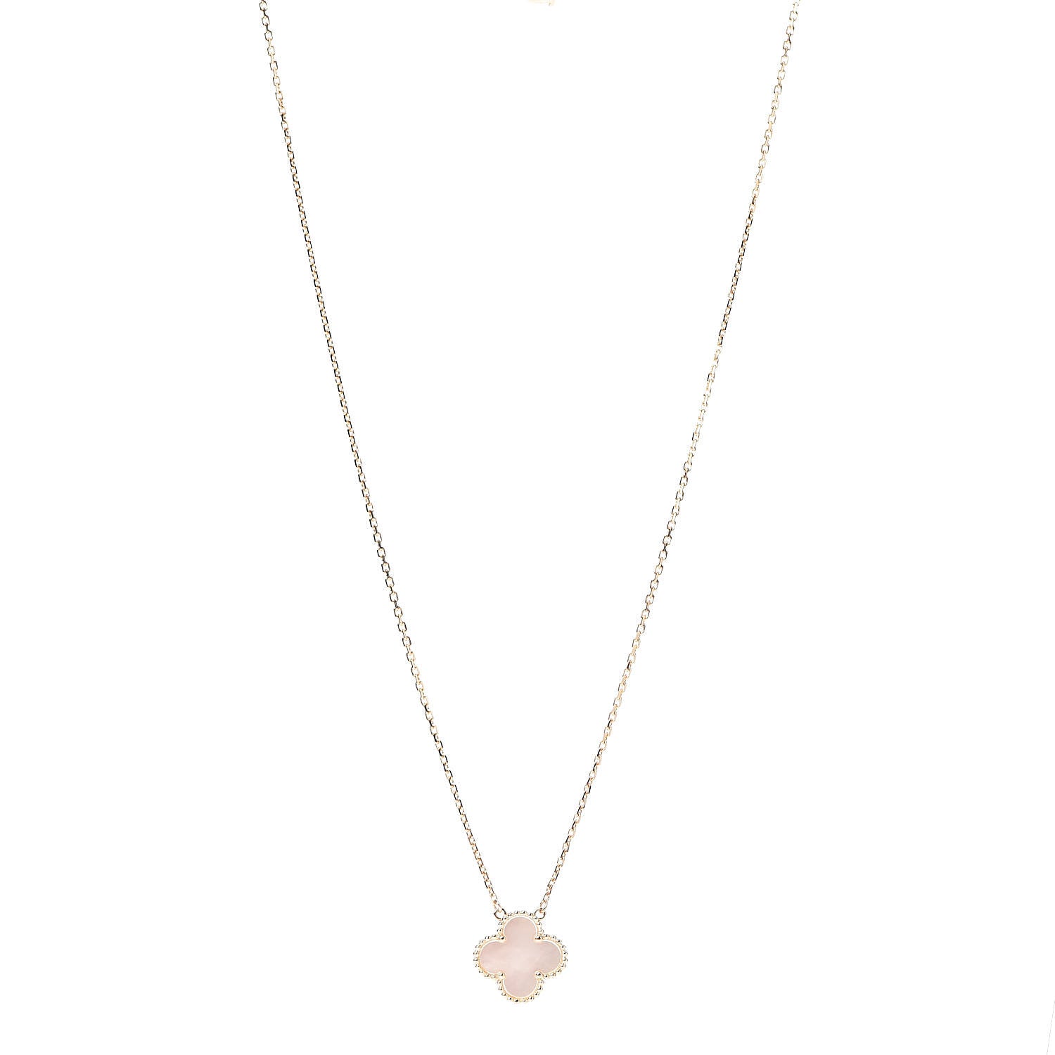 Van Cleef & Arpels 18K Yellow Gold Mother of Pearl Vintage Alhambra Pendant Necklace 1 of 8