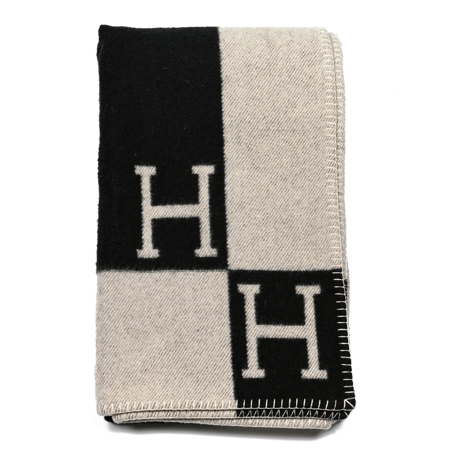 Wool Cashmere Avalon Blanket Ecru Gris Fonce