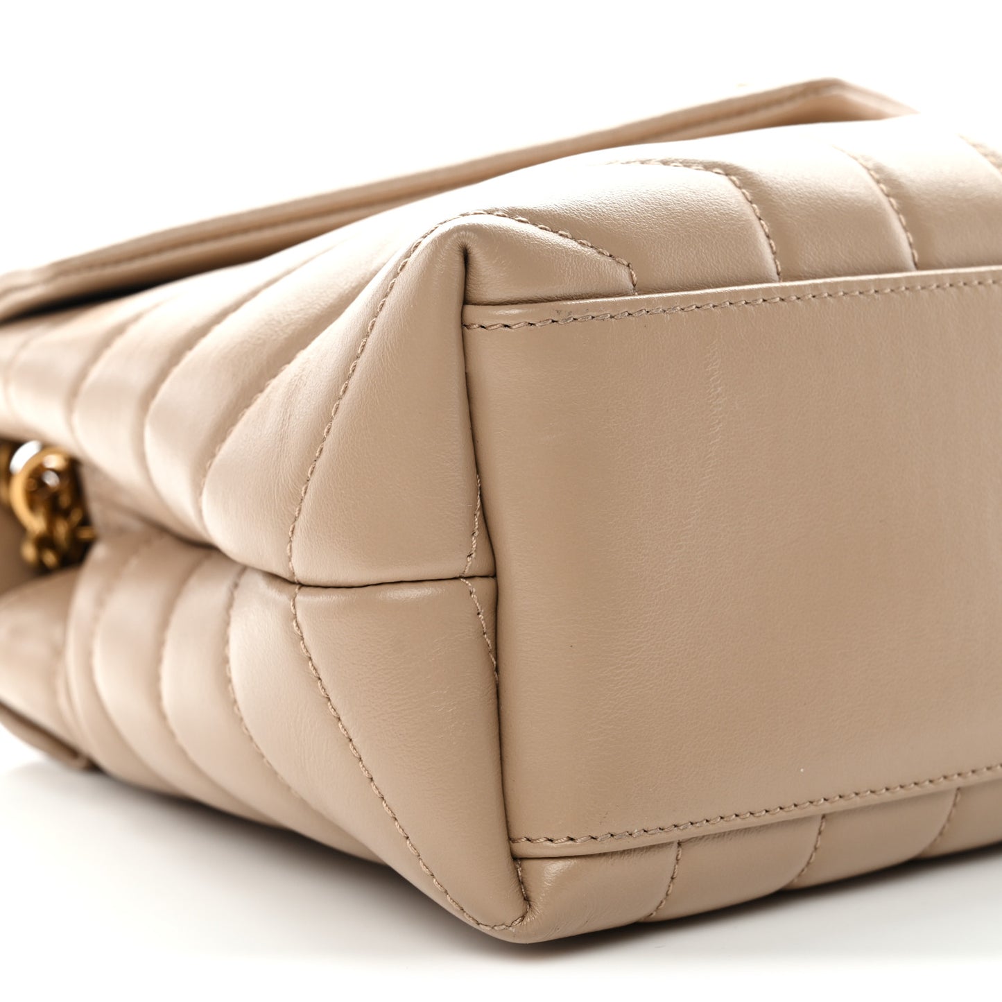 Calfskin Y Quilted Monogram Small Loulou Chain Satchel Dark Beige