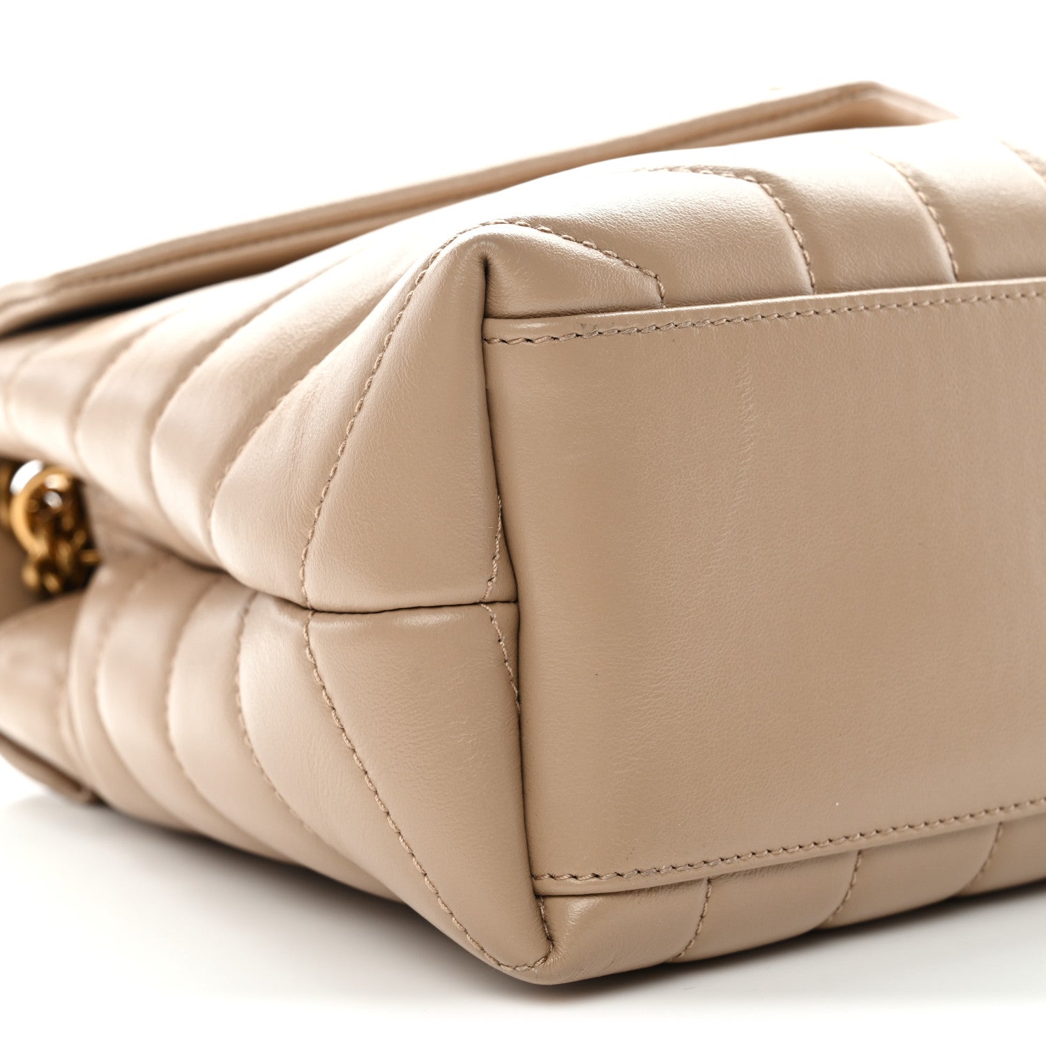 Saint Laurent Calfskin Y Quilted Monogram Small Loulou Chain Satchel Dark Beige 9 of 10