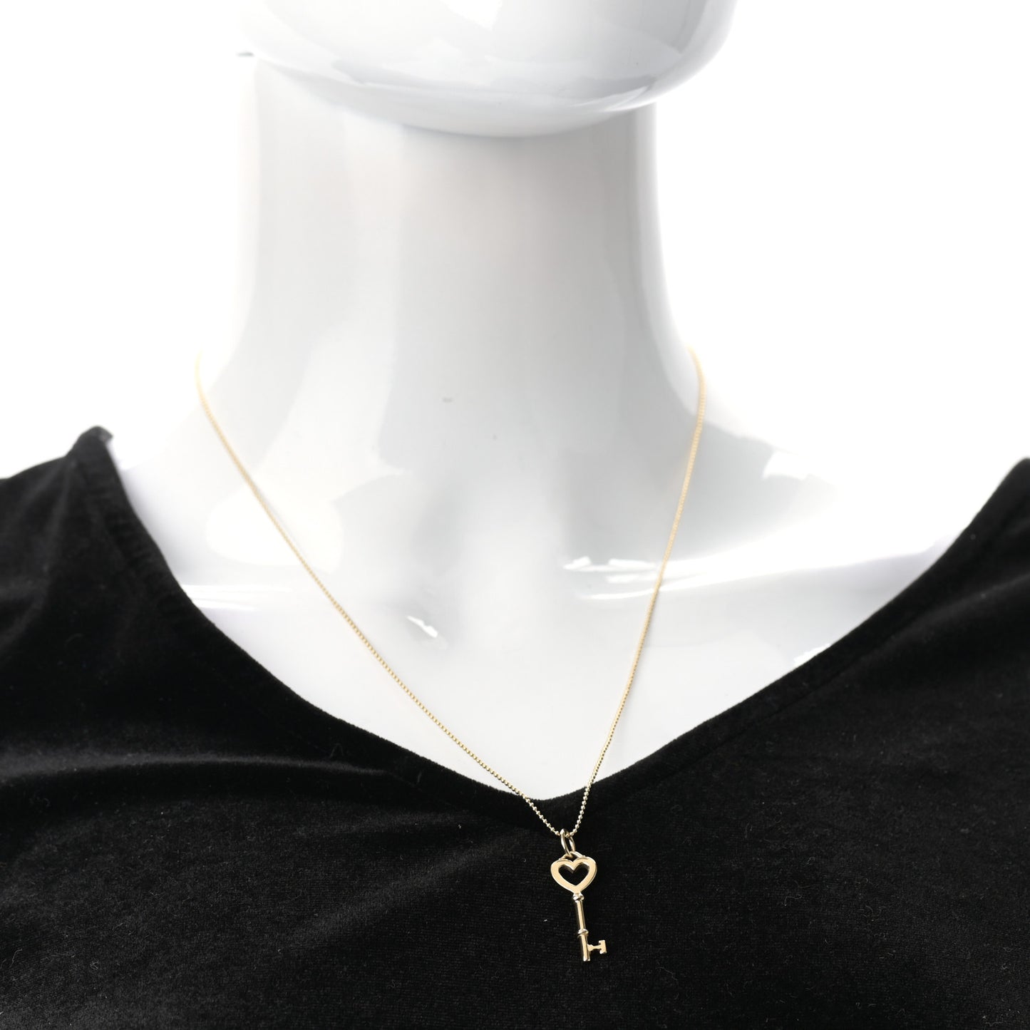 18K Yellow Gold Mini Heart Key Pendant Necklace