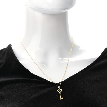 Tiffany 18K Yellow Gold Mini Heart Key Pendant Necklace 2 of 6