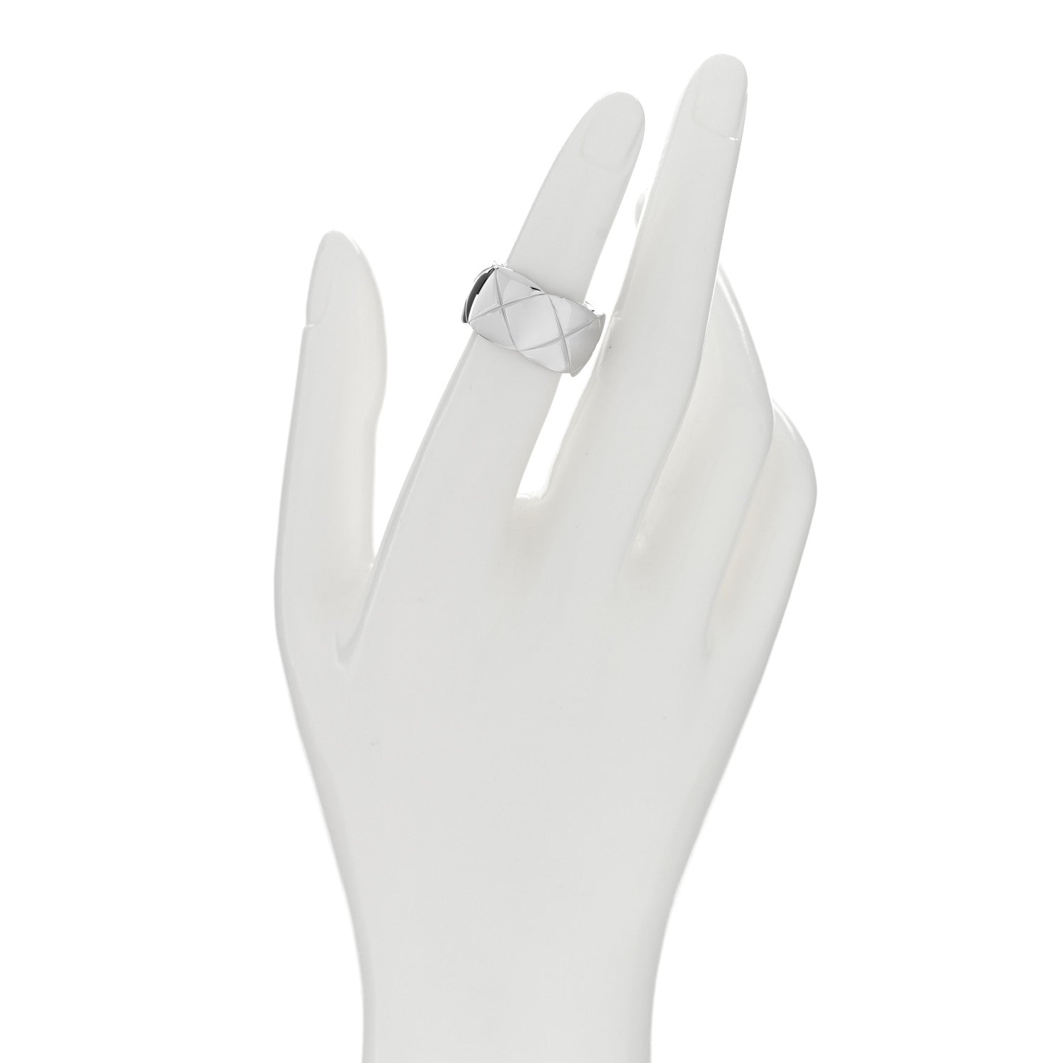 Chanel 18K White Gold Large Coco Crush Ring 50 5.25 2 of 5
