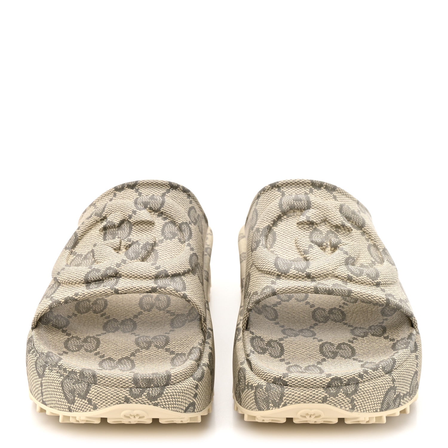 Gucci Cubic Rubber GG Monogram Mens Interlocking G Platform 42mm Slide Sandals 10 Beige Ebony 3 of 10
