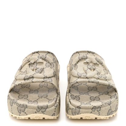 Gucci Cubic Rubber GG Monogram Mens Interlocking G Platform 42mm Slide Sandals 10 Beige Ebony 3 of 10