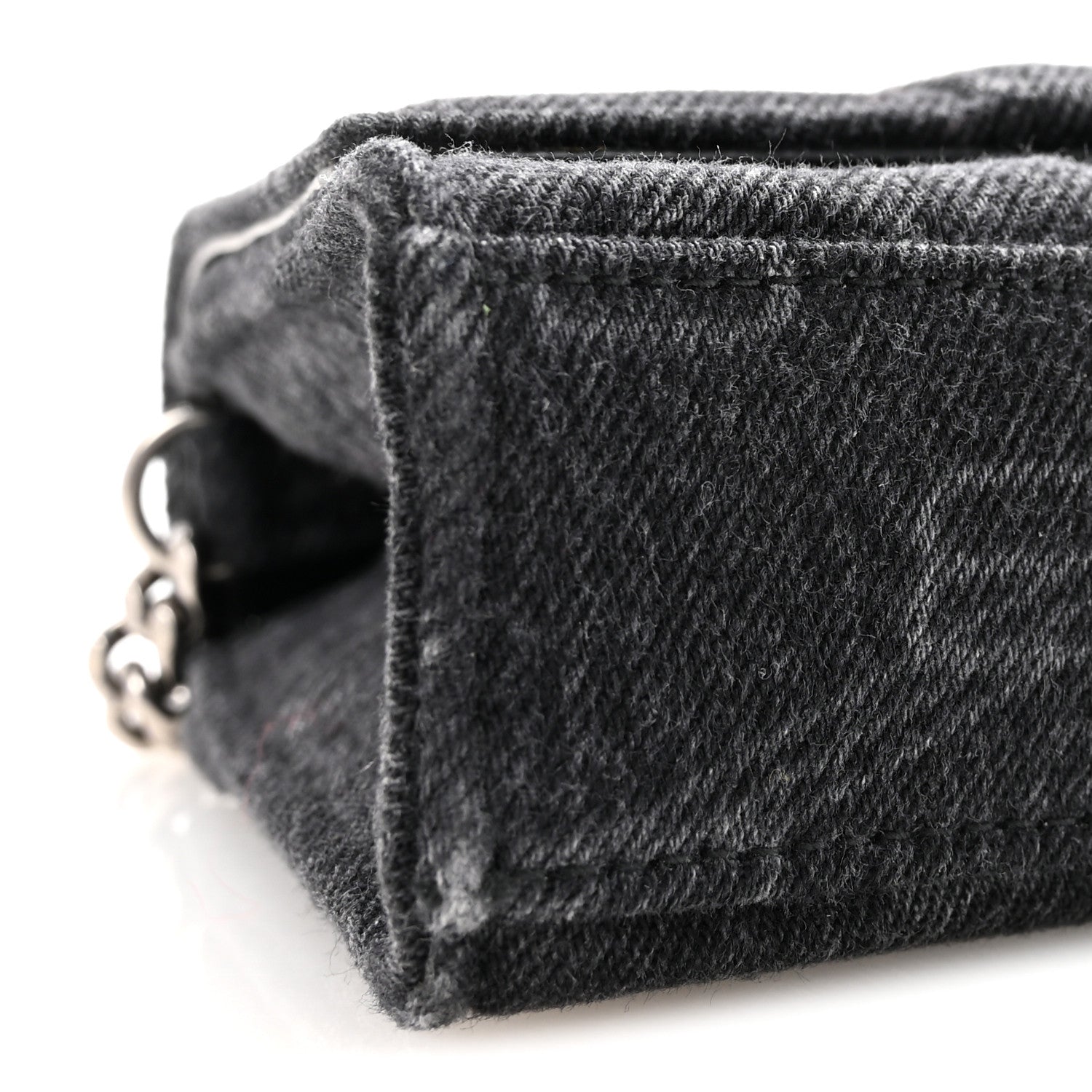Balenciaga Denim BB Monogram Hourglass Chain Bag Black 8 of 9