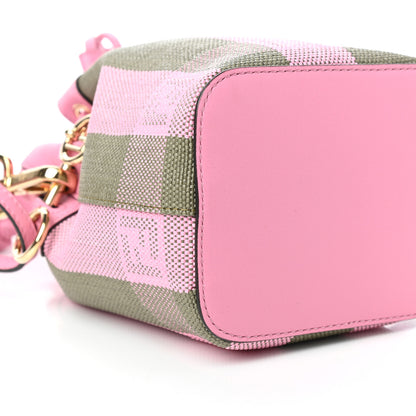 Fendi Raffia Vitello Seta F is Fendi Pequin Gingham Woven Mini Mon Tresor Bucket Bag Military Rosa Lollypop 8 of 9