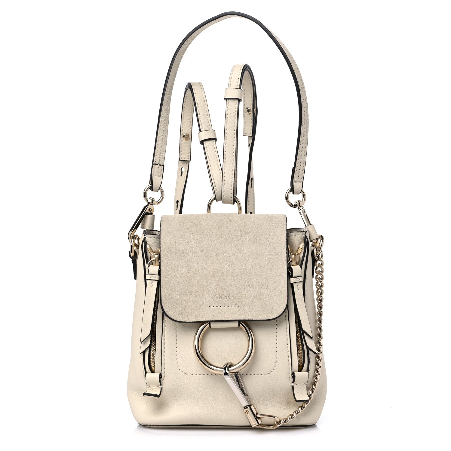 Chloe Suede Calfskin Mini Faye Backpack Off White 1 of 9
