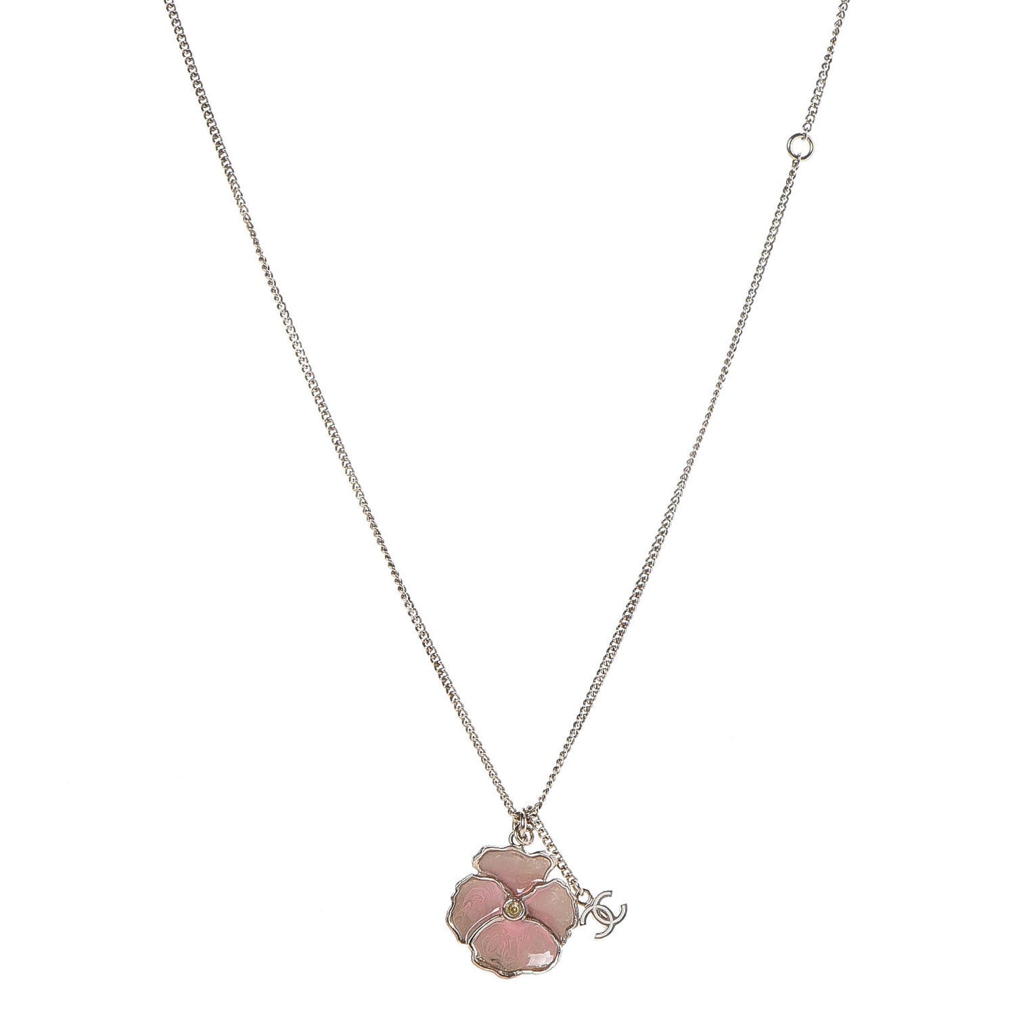 Enamel Camellia CC Necklace Gold Pink