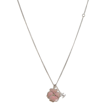 Chanel Enamel Camellia CC Necklace Gold Pink 1 of 5