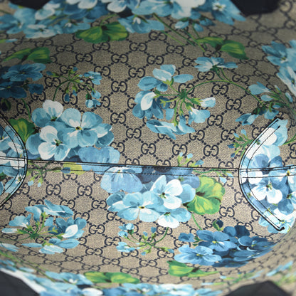 Gucci GG Supreme Monogram Blooms Small Reversible Tote Beige Blue Navy 13 of 16