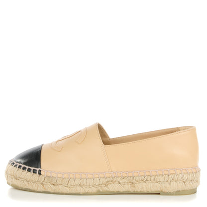 Chanel Lambskin CC Espadrilles 35 Beige Black 1 of 10