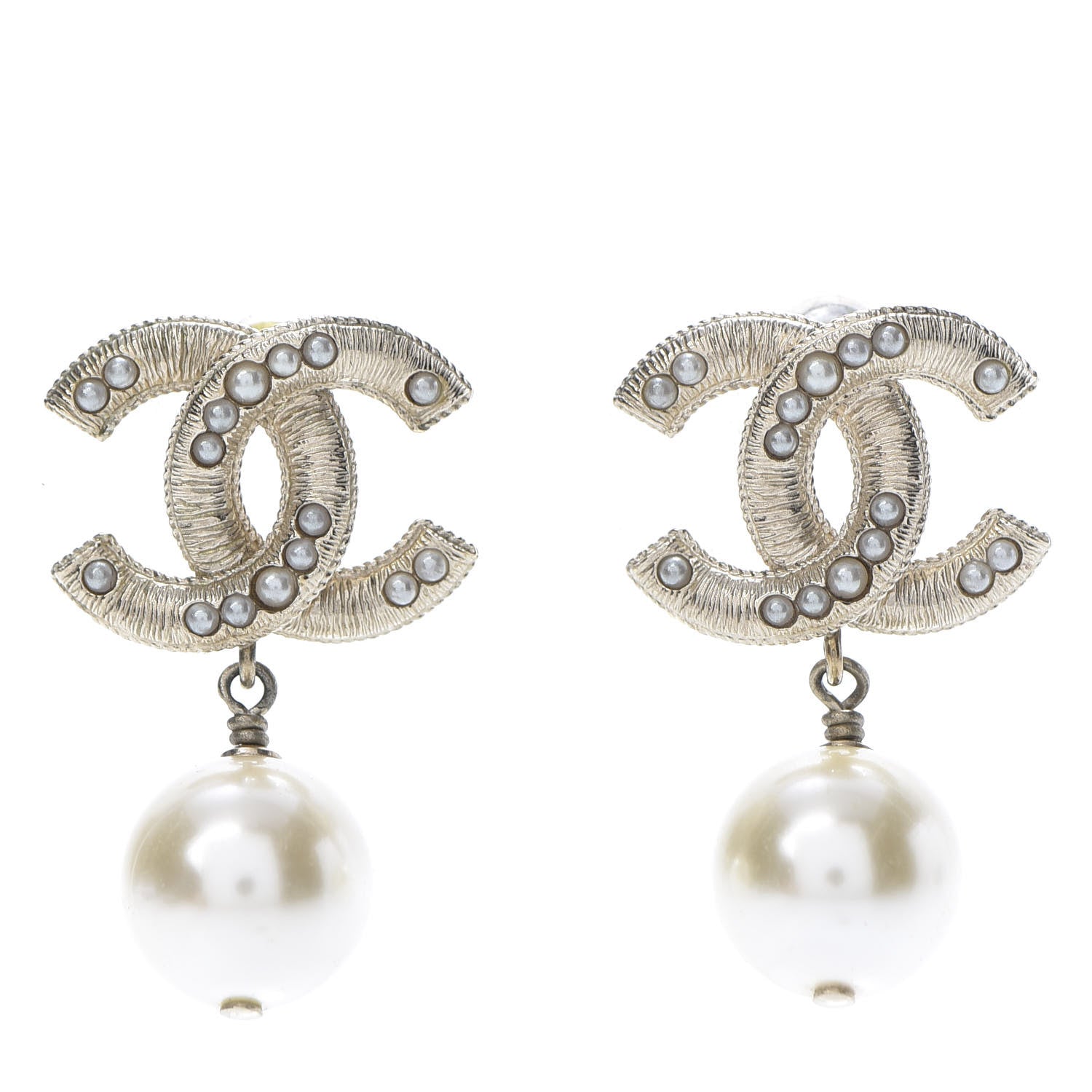 Chanel Pearl CC Drop Earrings Gold 1 of 4