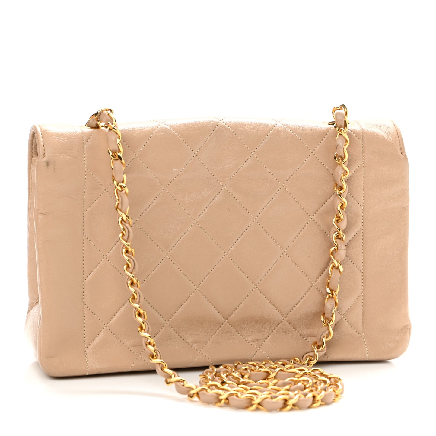 Lambskin Quilted Medium Single Flap Beige
