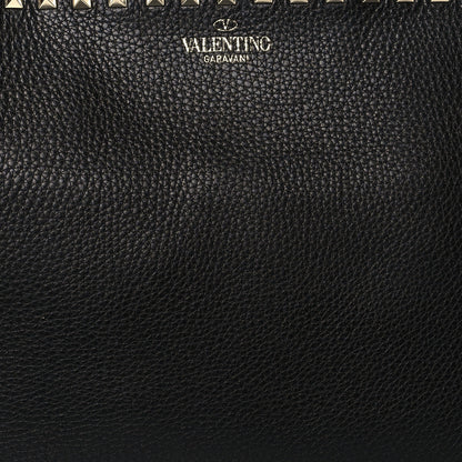 Valentino Garavani Grained Calfskin Small Rockstud Shoulder Tote Black 6 of 8