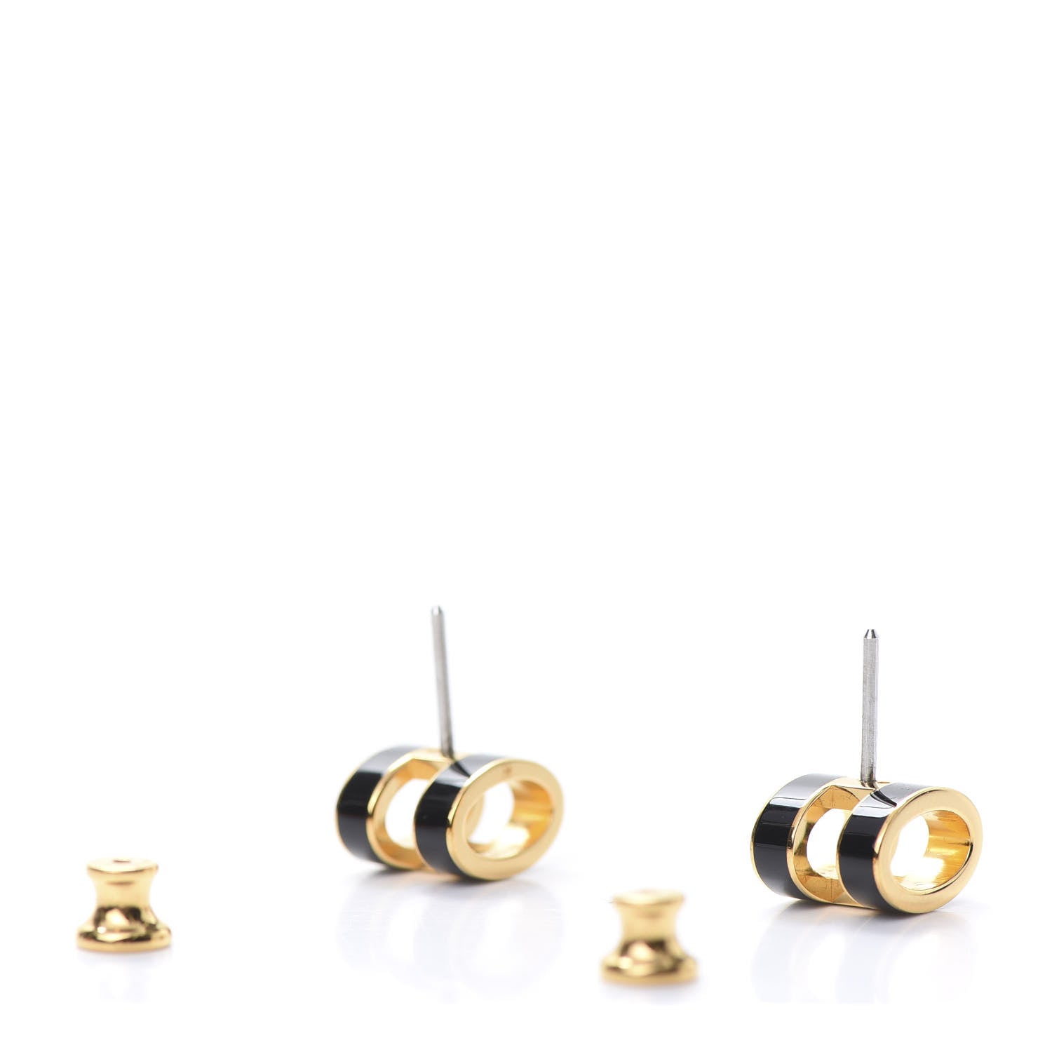 Hermes Gold Lacquered Pop H Earrings Black 3 of 7