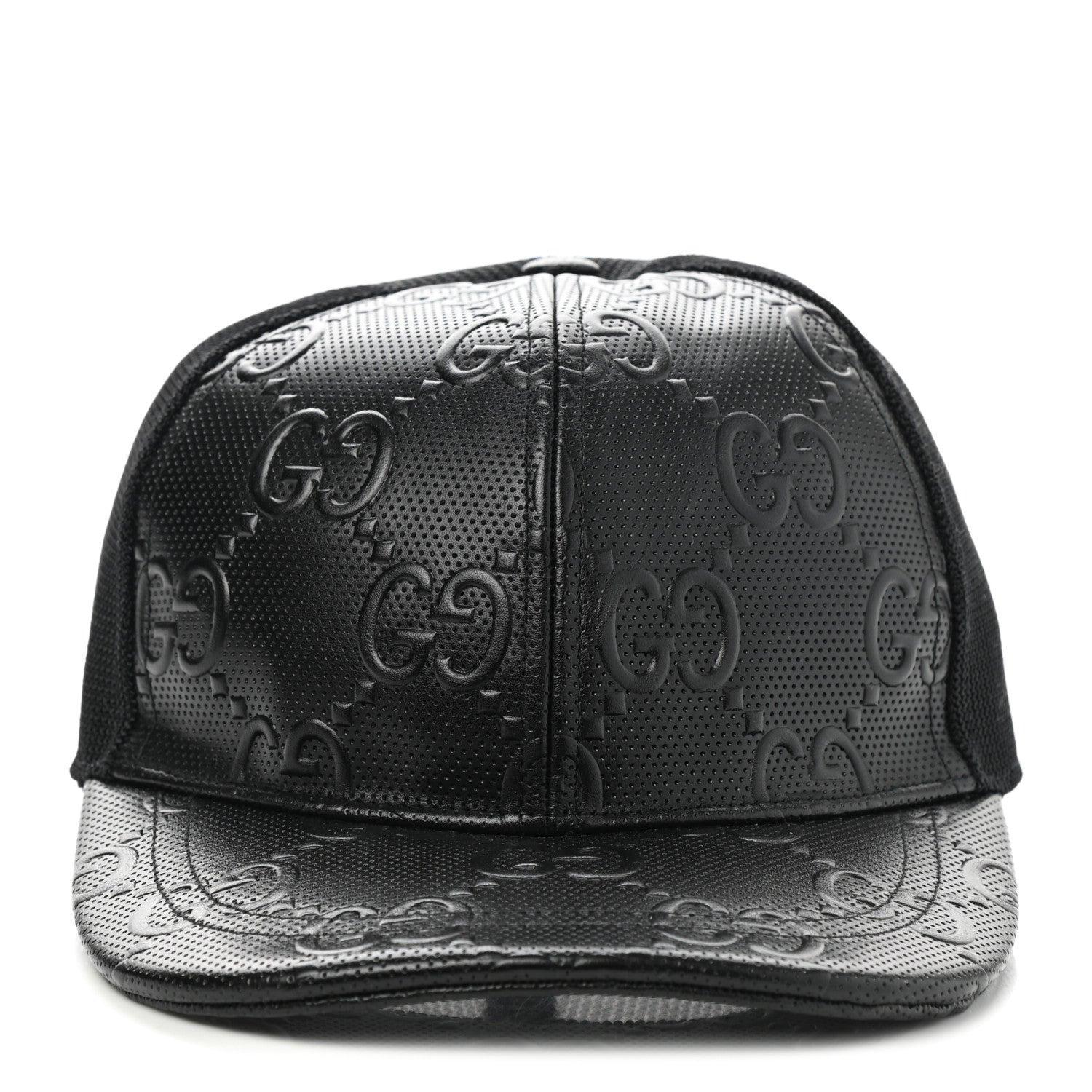 Gucci Calfskin Mesh GG Tennis Embossed Gary Baseball Hat M Black 3 of 10