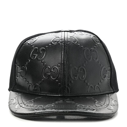 Gucci Calfskin Mesh GG Tennis Embossed Gary Baseball Hat M Black 3 of 10