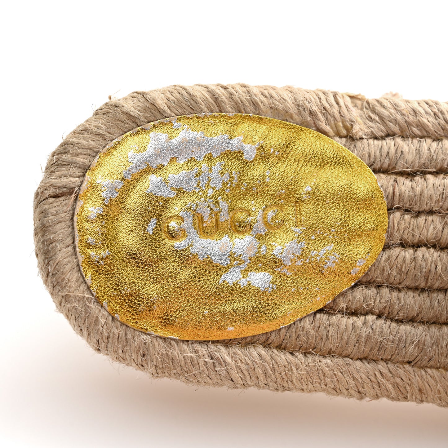 Metallic Nappa Matelasse GG Marmont Espadrille Slide Sandals 36.5 Oro